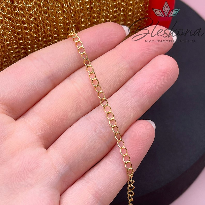 Цепь №11-1 цвет золото 4*3 мм