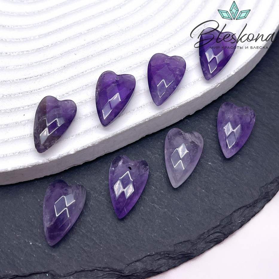 20*12 мм,Подвеска Сердце Аметист алмазная огранка