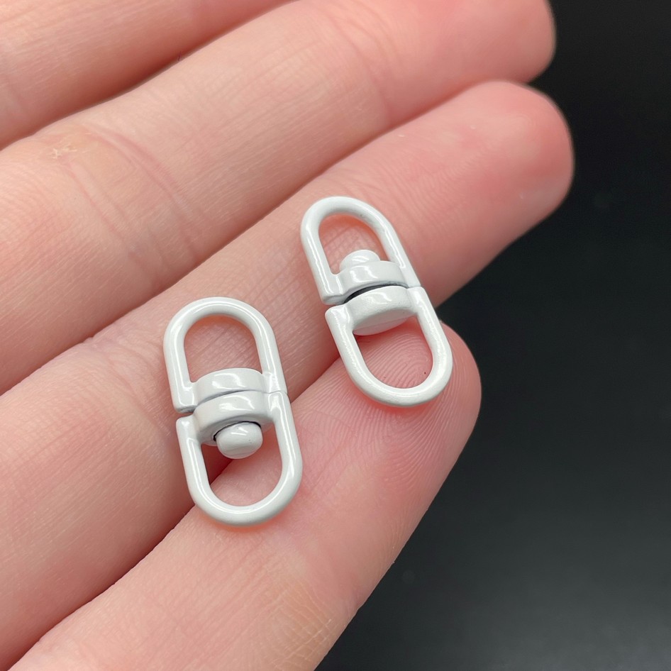 19*8 мм , Вращающаяся застежка-коннектор белая эмаль