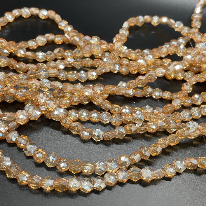 5*6 мм Стекло Lux, шестиугольник, цвет персиковый