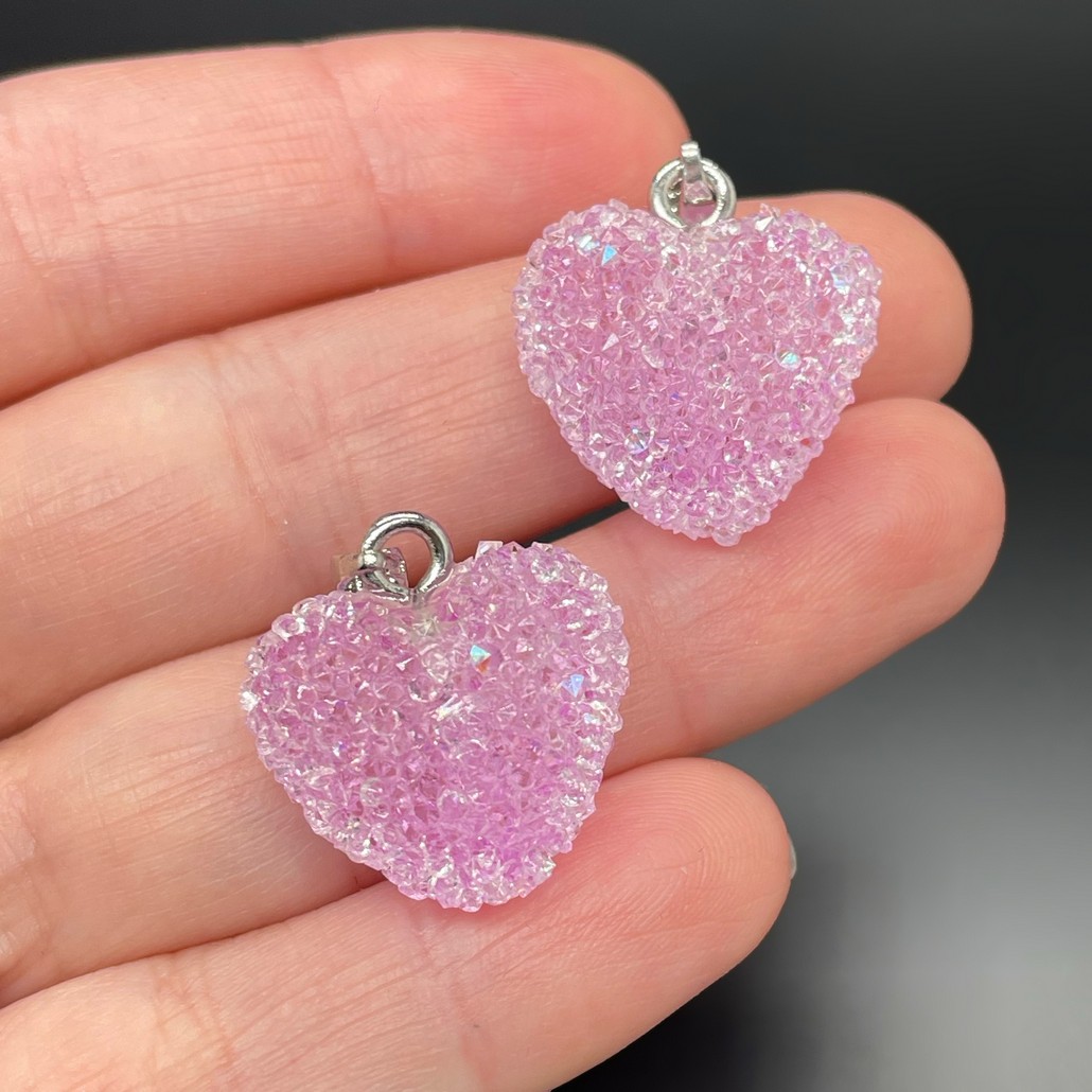 19*20 мм, Цвет серебро, Подвеска мармеладное сердце фиолетовое