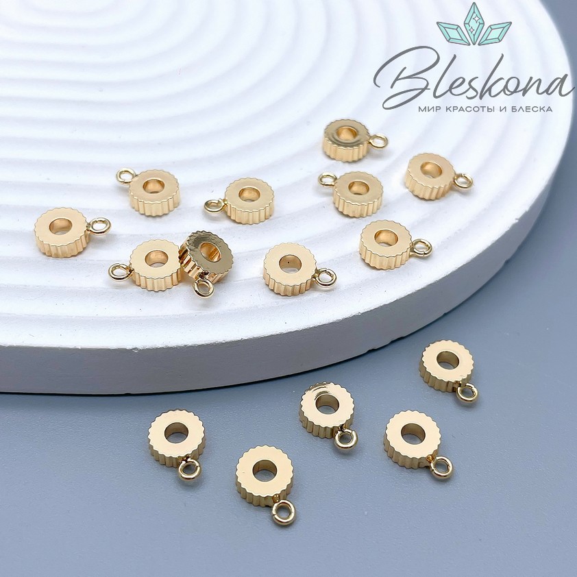 10*2,5 мм Цвет золото, Бейл резной разъемное кольцо