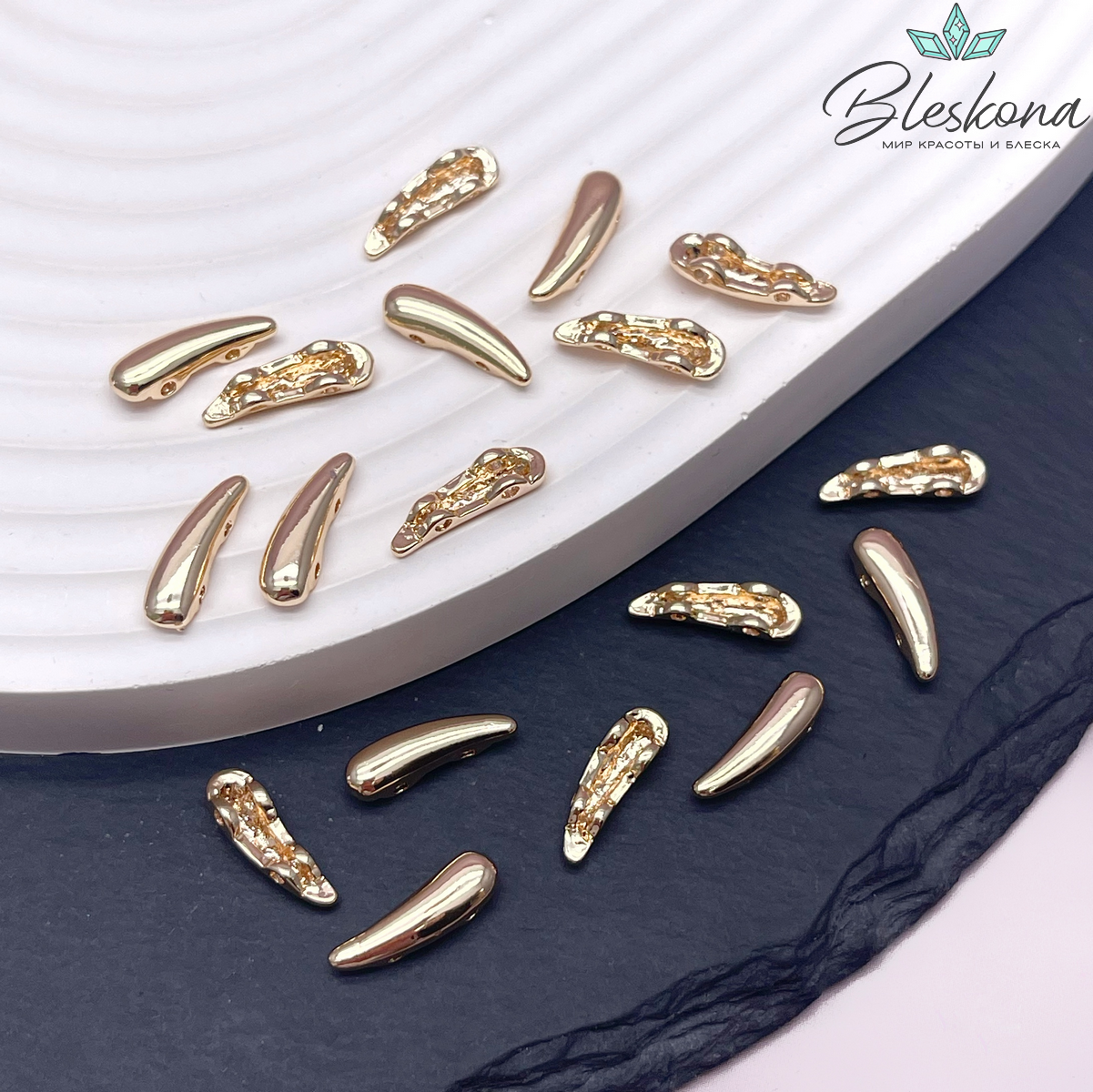 4*13,6 мм Цвет золото, Бусина-разделитель капля на 2 ряда