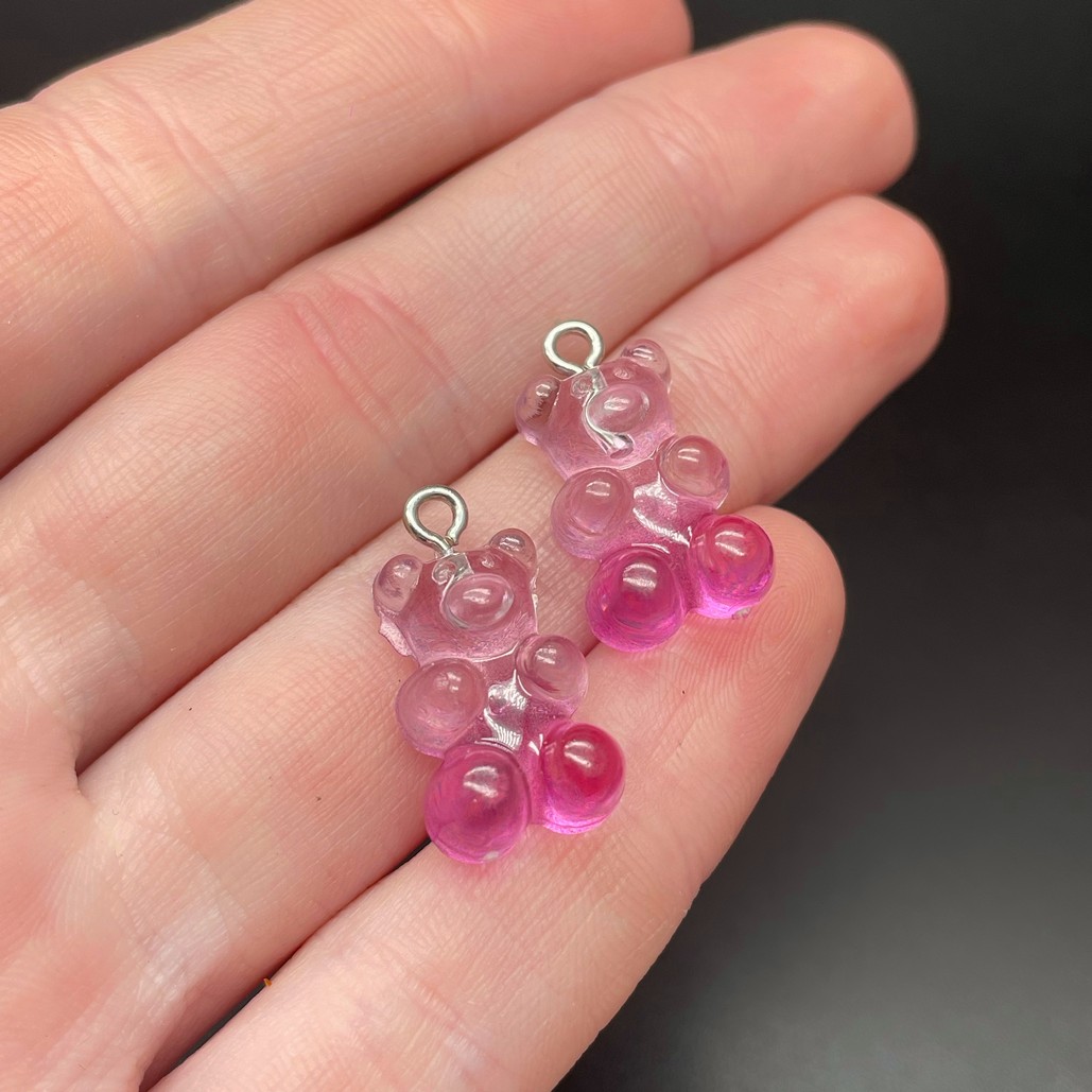 12*21,5мм, Цвет серебро, Подвеска Мишка прозрачно-фиолетовый 