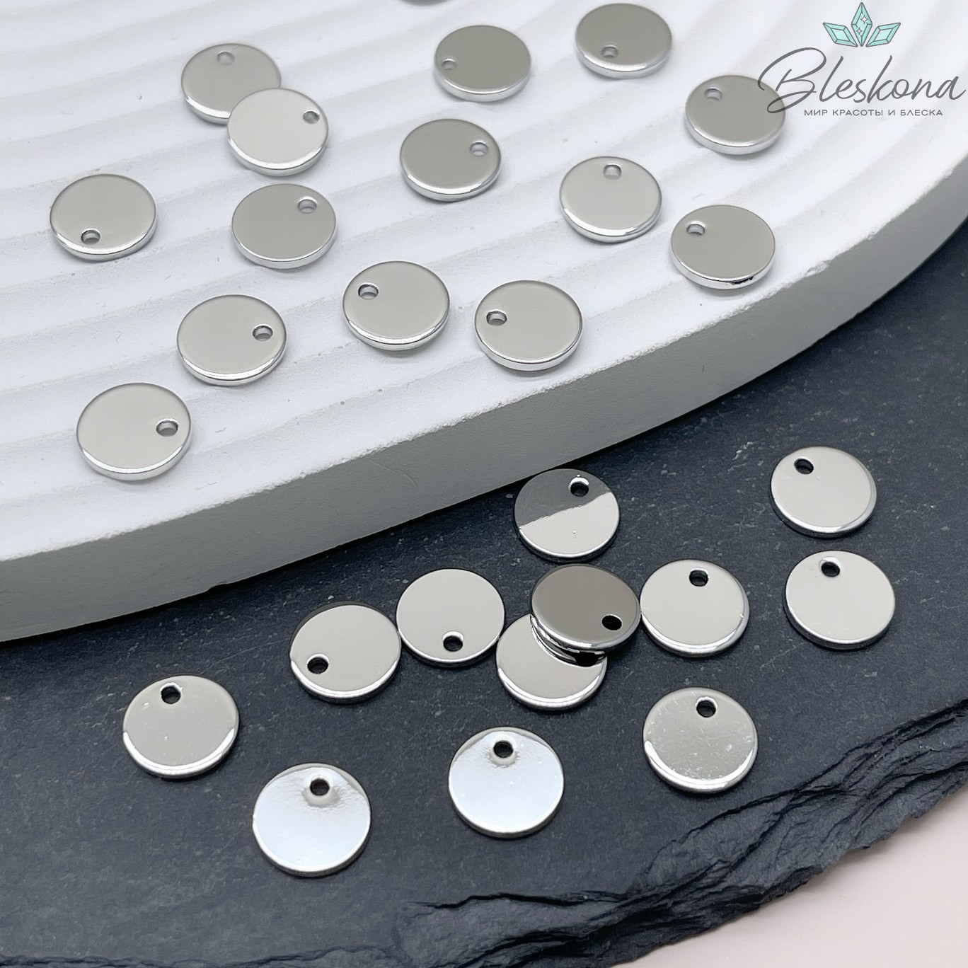 8 мм Цвет серебро, Подвеска круг гладкий Люкс