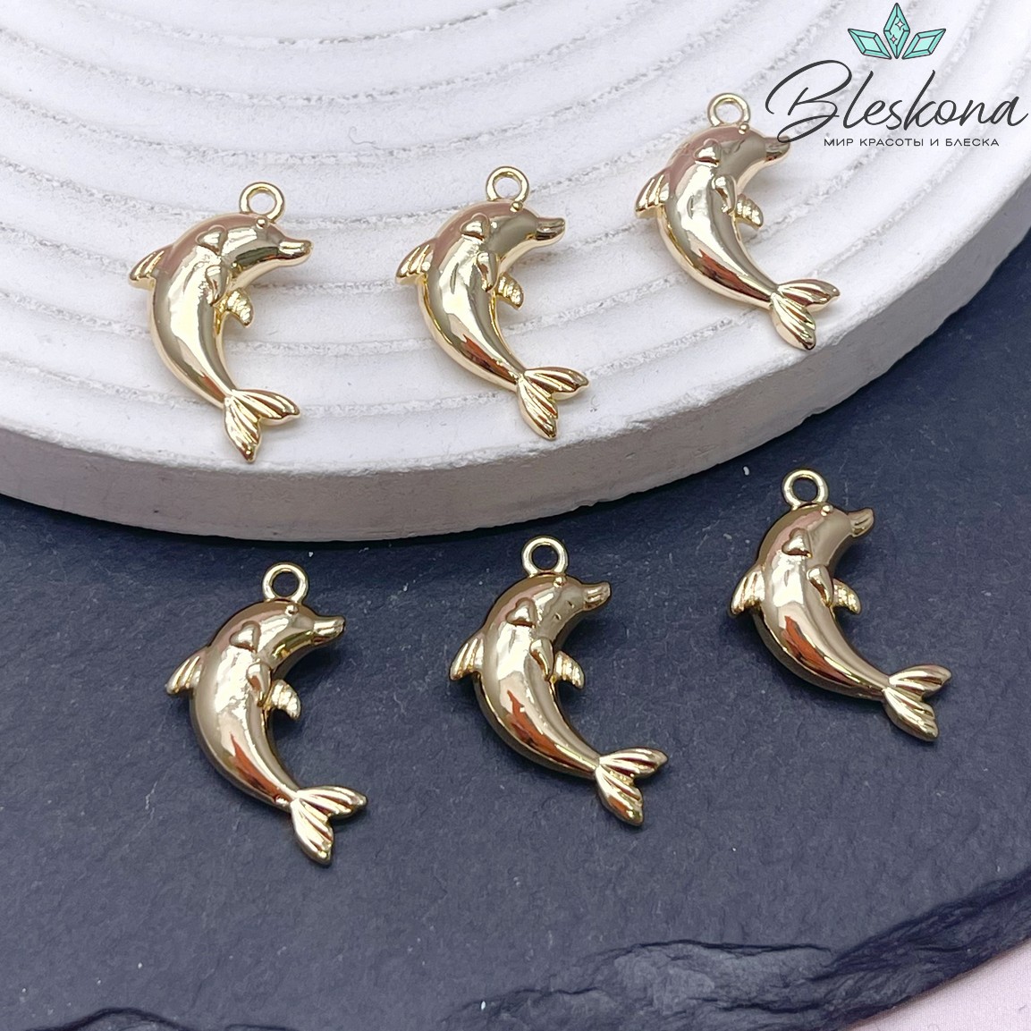 21*12 мм Цвет золото, Подвеска Дельфин