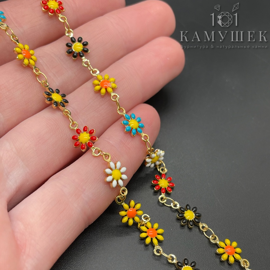 Цепь №169-1 цвет золото, цветок 12,5*7 мм 20 см