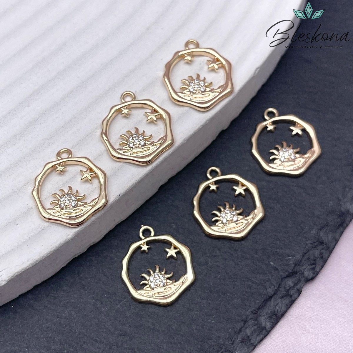 14,4*16,5мм Цвет золото, Подвеска закат 