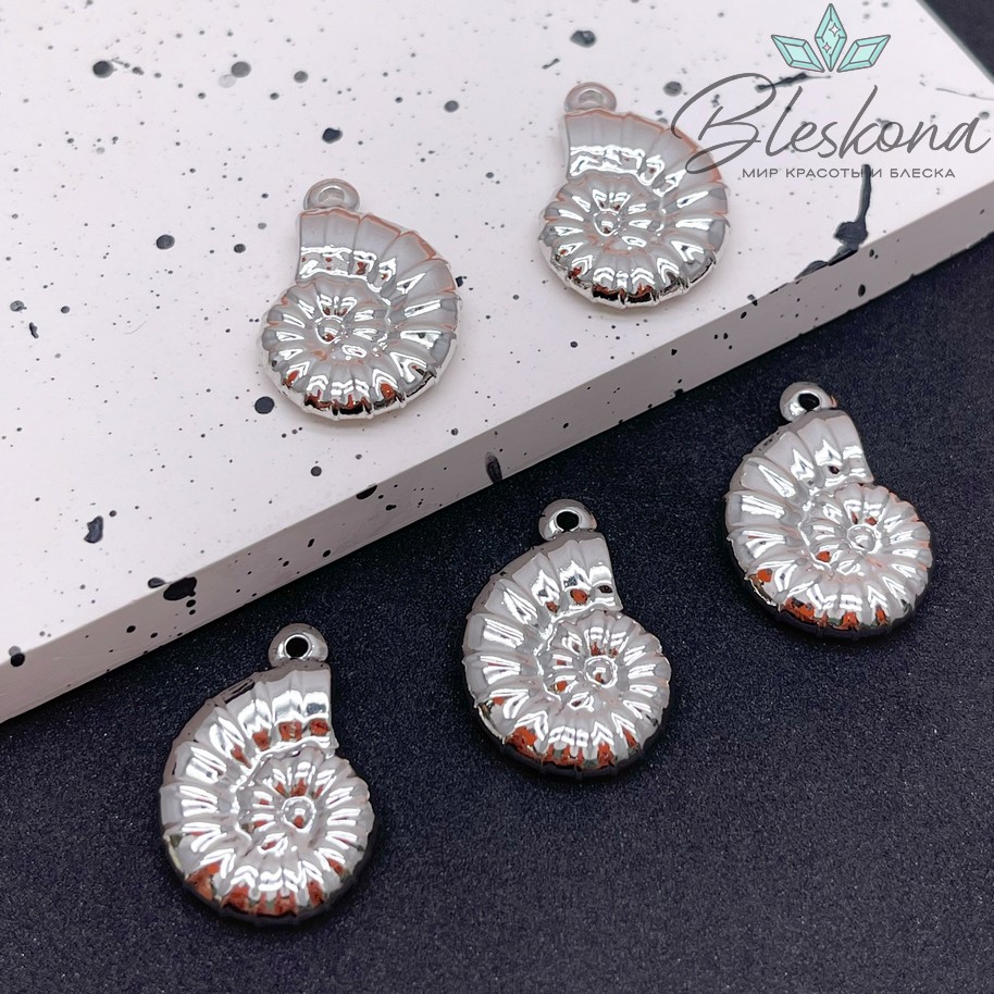 22*16 мм Цвет серебро, Подвеска Ракушка улитка 