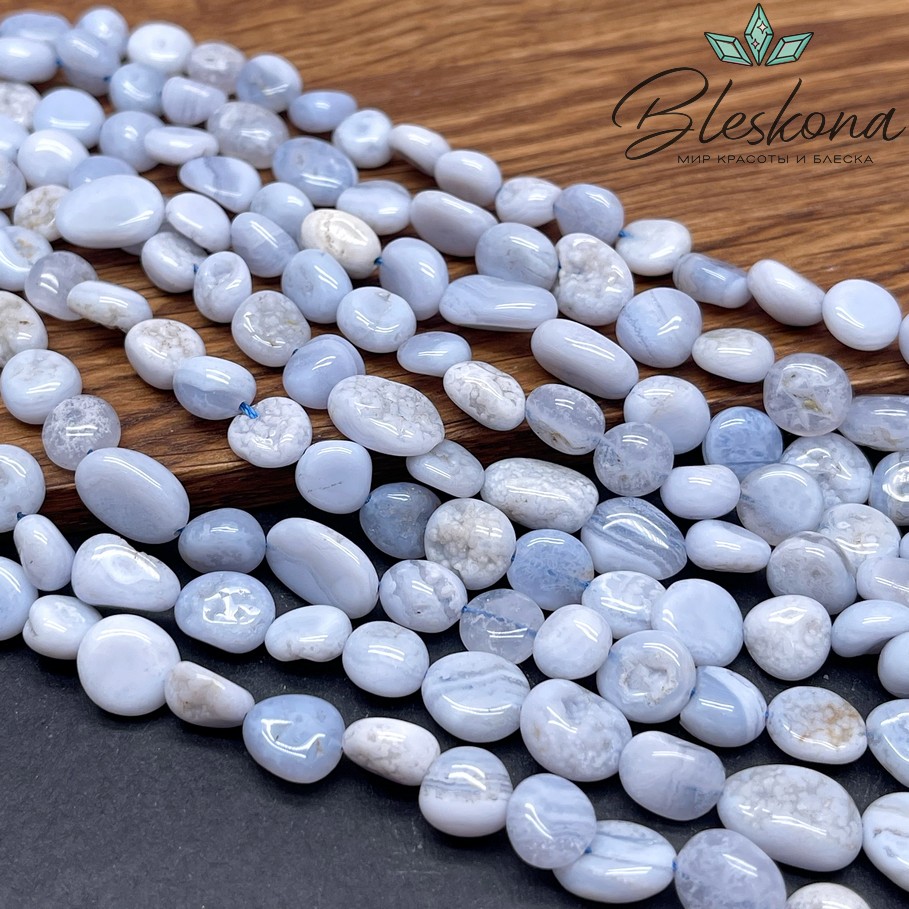 Агат голубой (Сапфирин) галтовка 9-12 мм