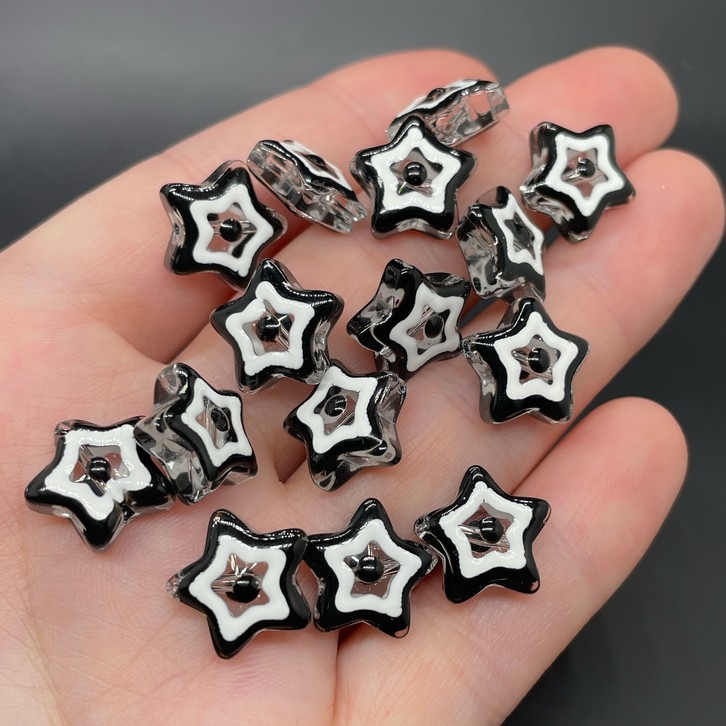 12 мм, Бусина звезда черная уп.5шт