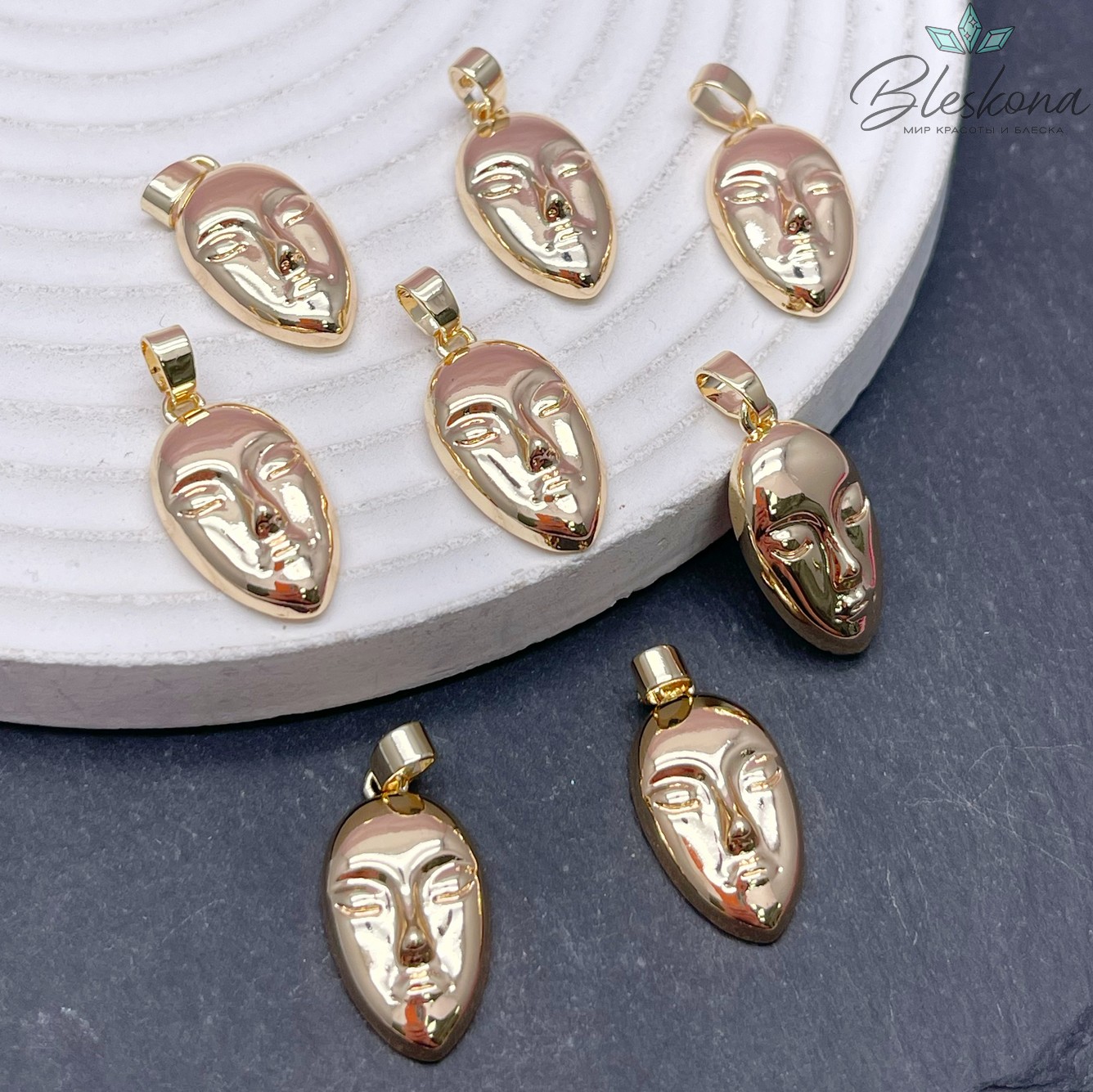 21*11 мм Цвет золото, Подвеска Маска