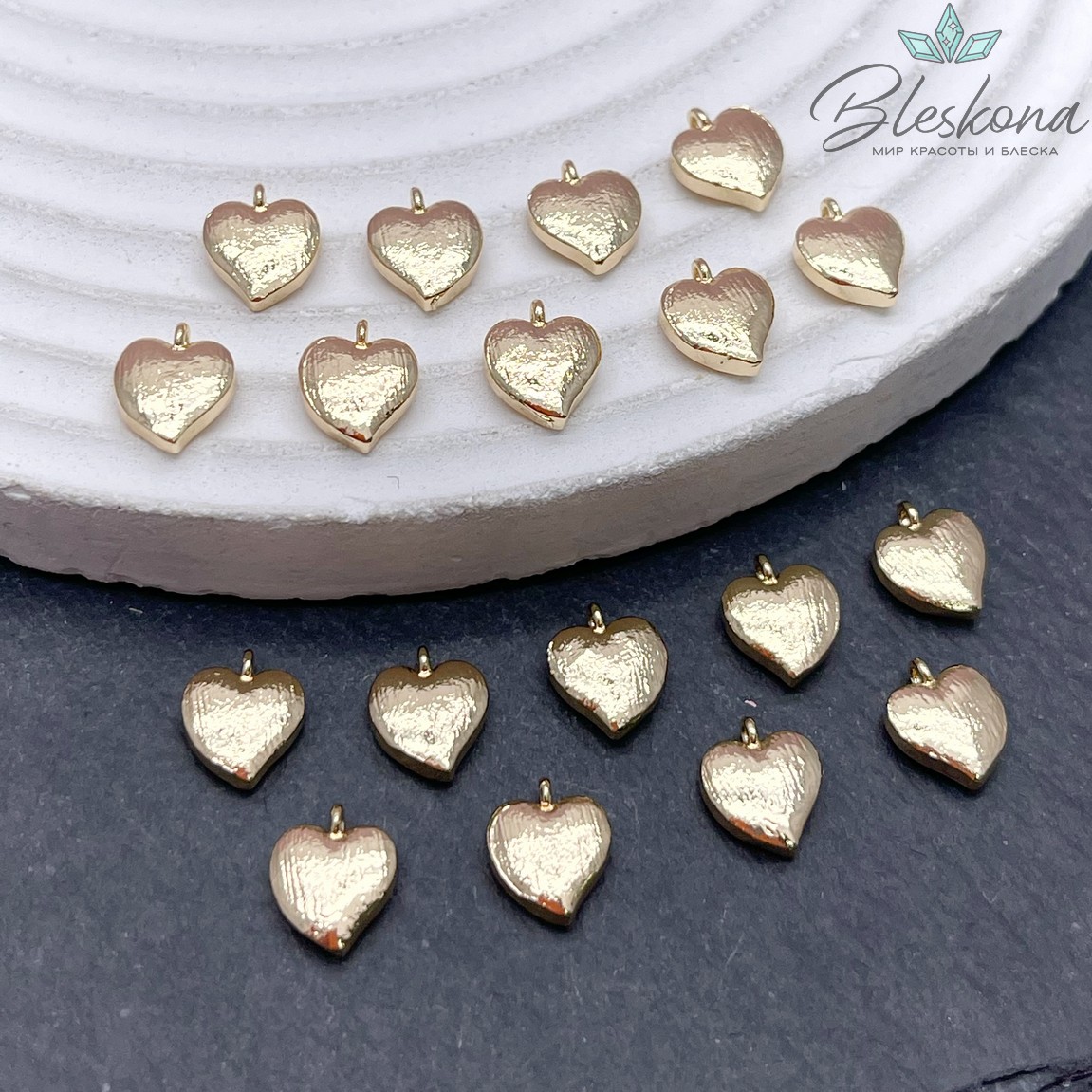 9*7,5 мм Цвет золото, Подвеска сердце фактурное 