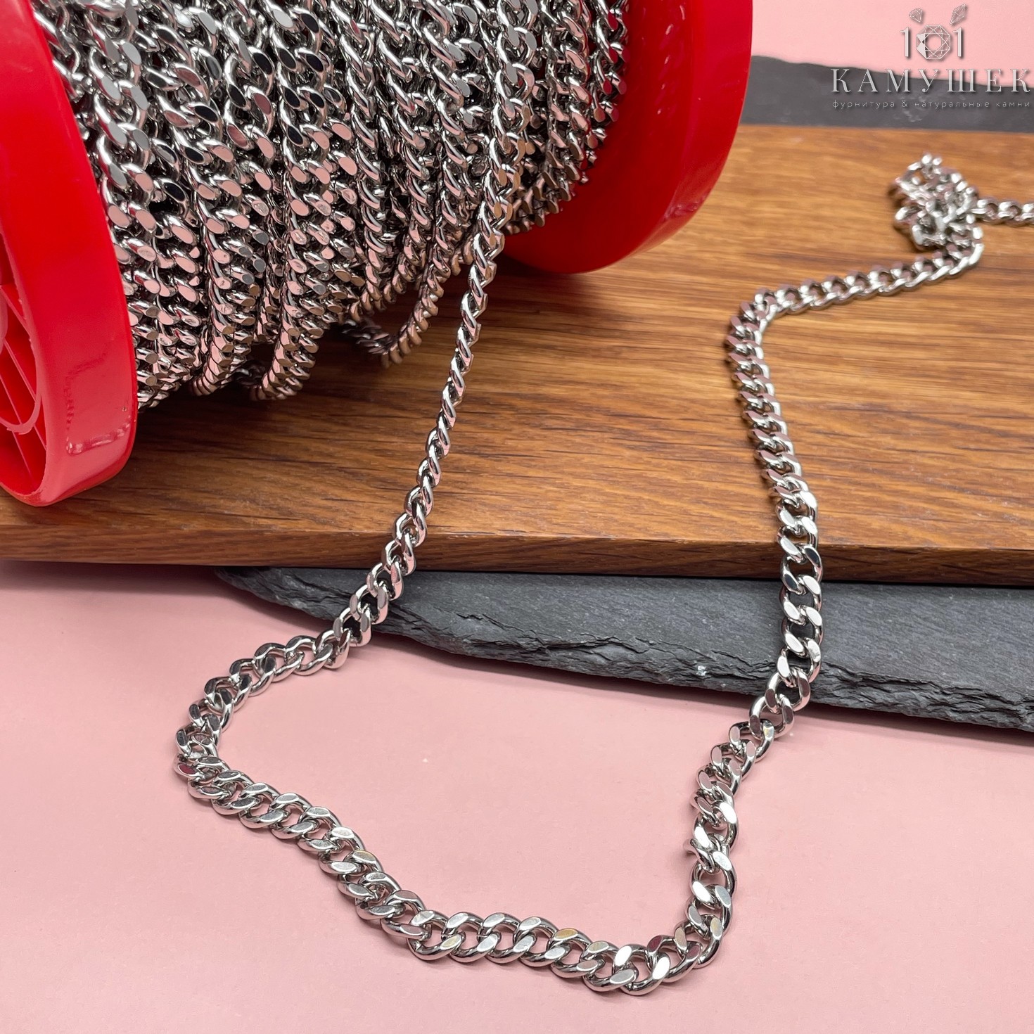 Цепь №90 цвет серебро 6*7,3 мм