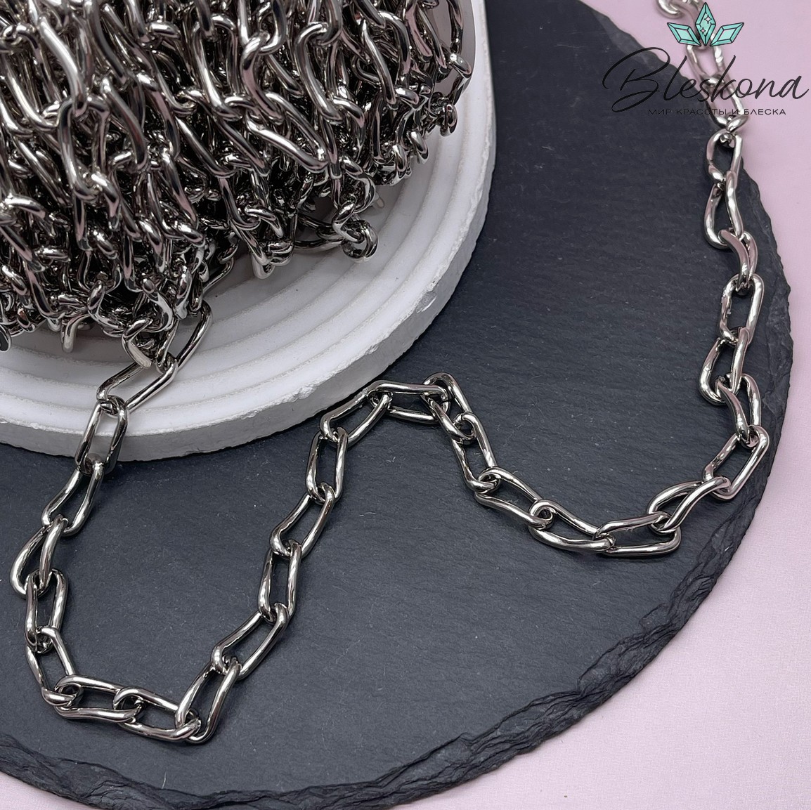 Цепь №105-4 цвет серебро 16*7 мм 