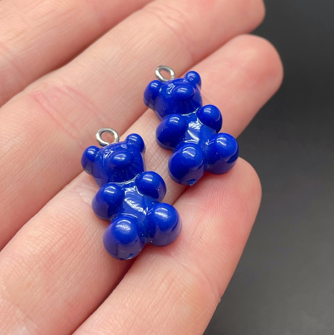 12*21,5мм, Цвет серебро, Подвеска Мишка синий №1