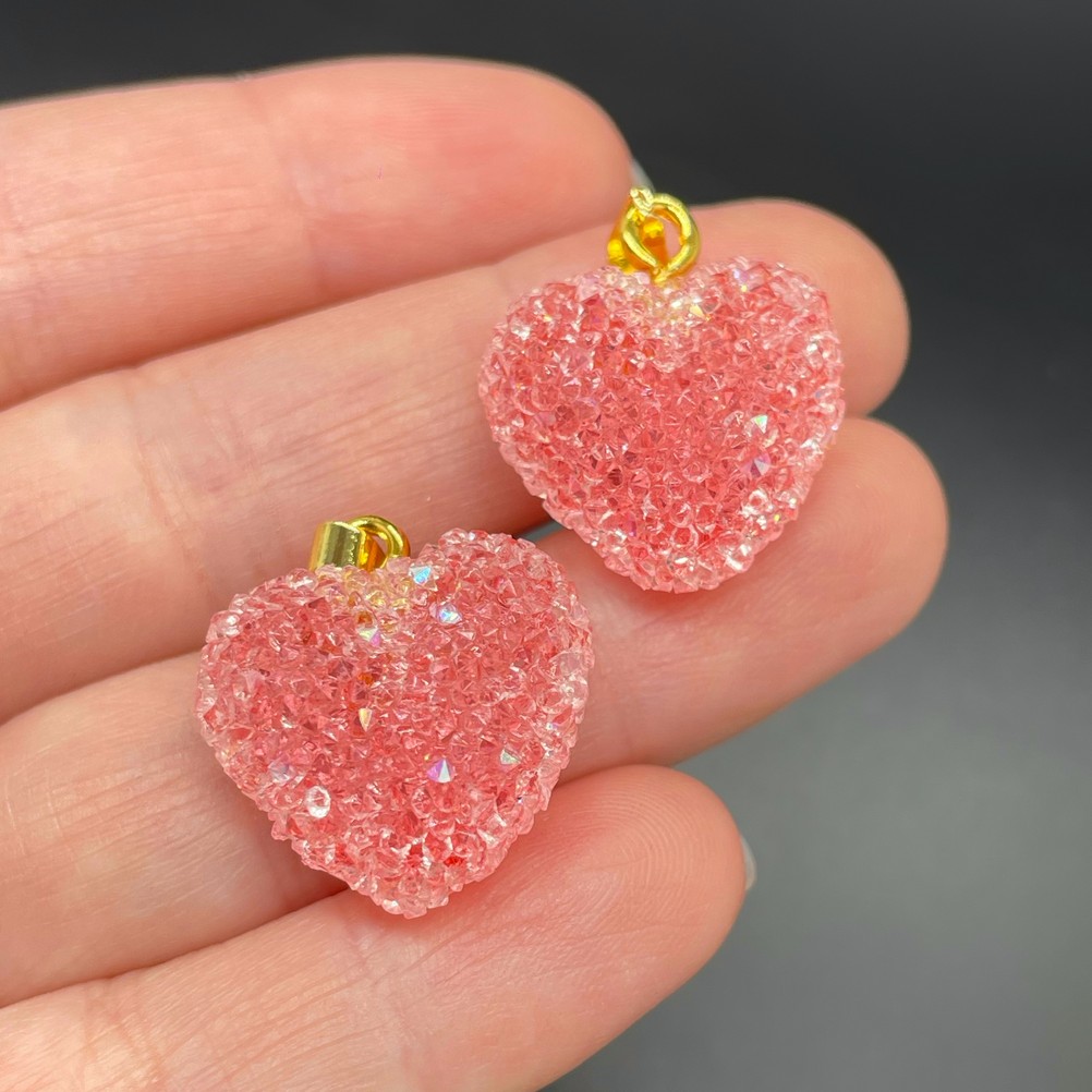 19*20 мм, Цвет золото, Подвеска мармеладное сердце малиновое