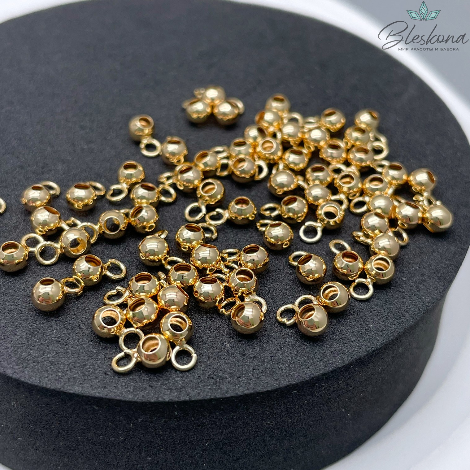 7*3,3 мм Цвет золото, Бейл-бусина гладкая разъмное кольцо
