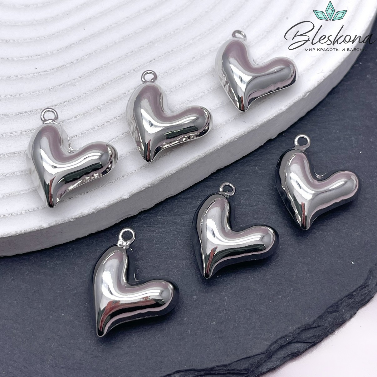 24*20 мм Цвет серебро, Подвеска Сердце