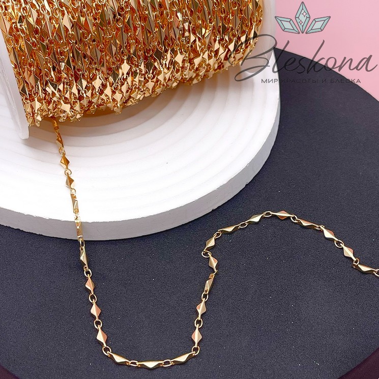 Цепь №117-2-1 цвет золото 9*3,5 мм 