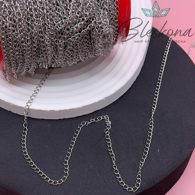 Цепь №11 цвет серебро 4*3 мм