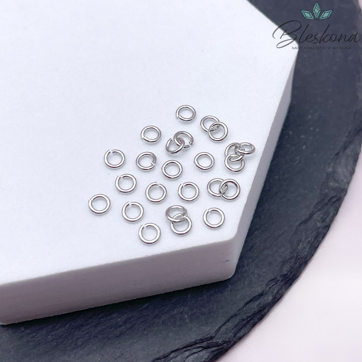 4*0,8 мм Цвет серебро, Колечки уп. 1 гр.