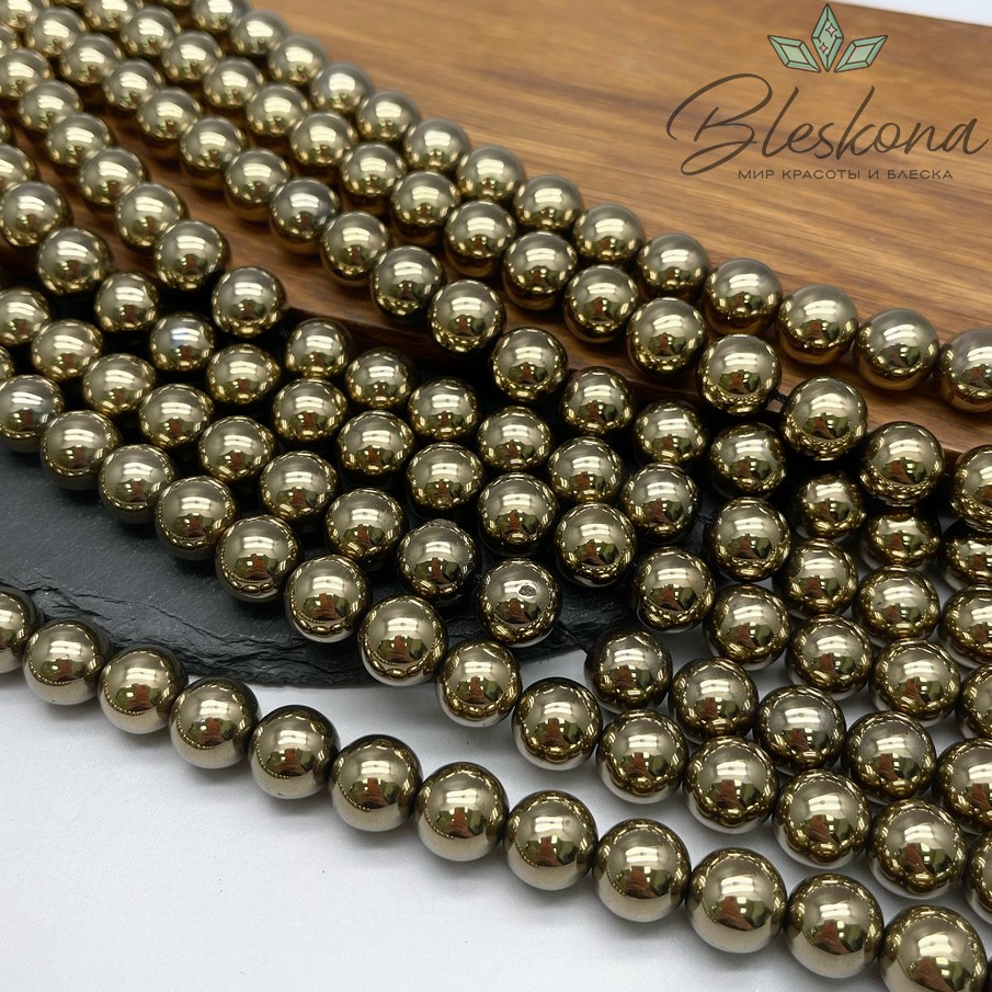 12 мм Гематин имитация, цвет темное золото 