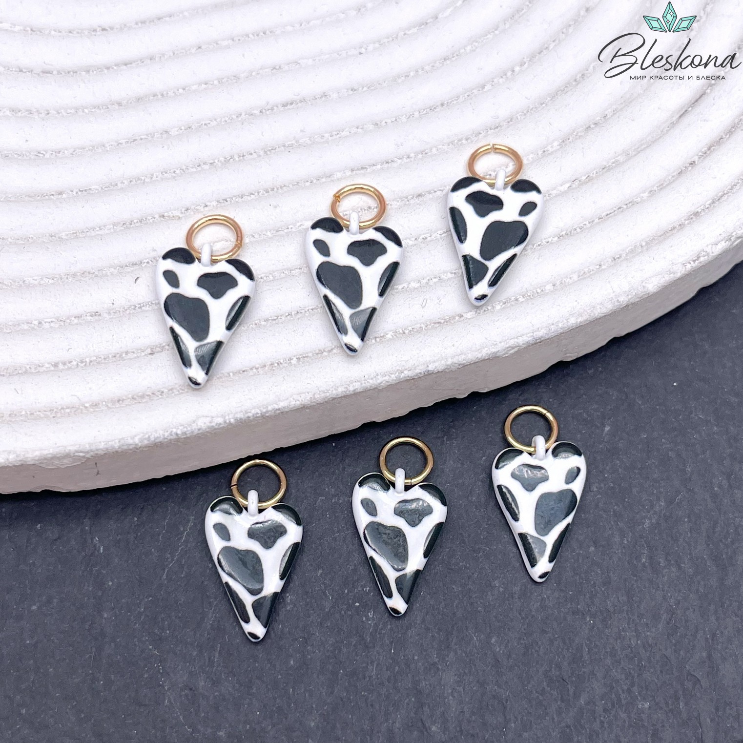 15,5*10 мм, Цвет золото, Подвеска сердце леопард эмаль