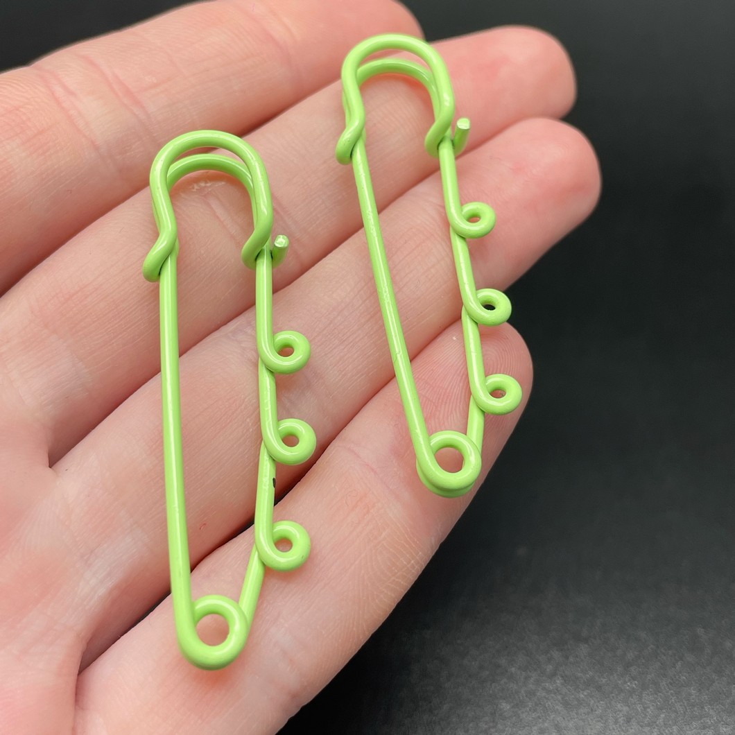 5 см , Основа булавка 3 колечка салатовая эмаль