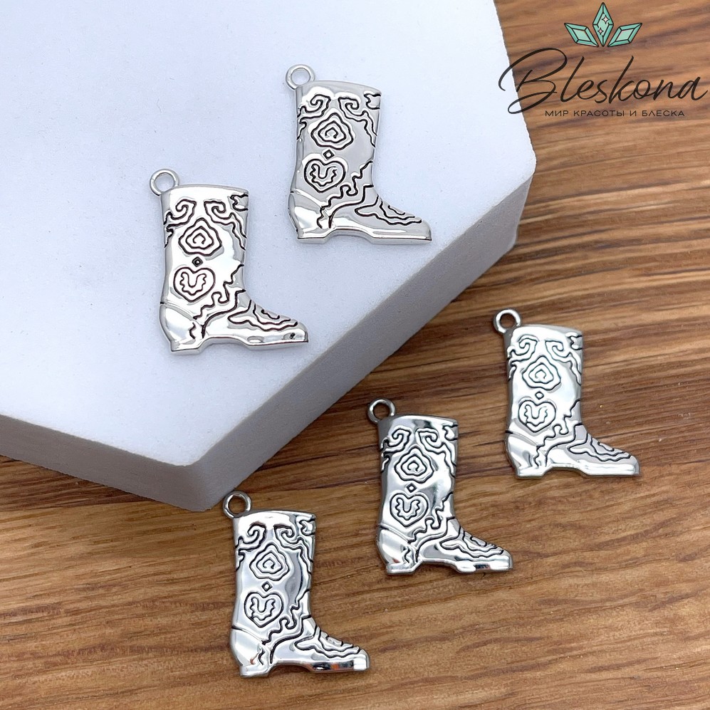 19*13,6 мм Цвет серебро, Подвеска Сапожок Этно