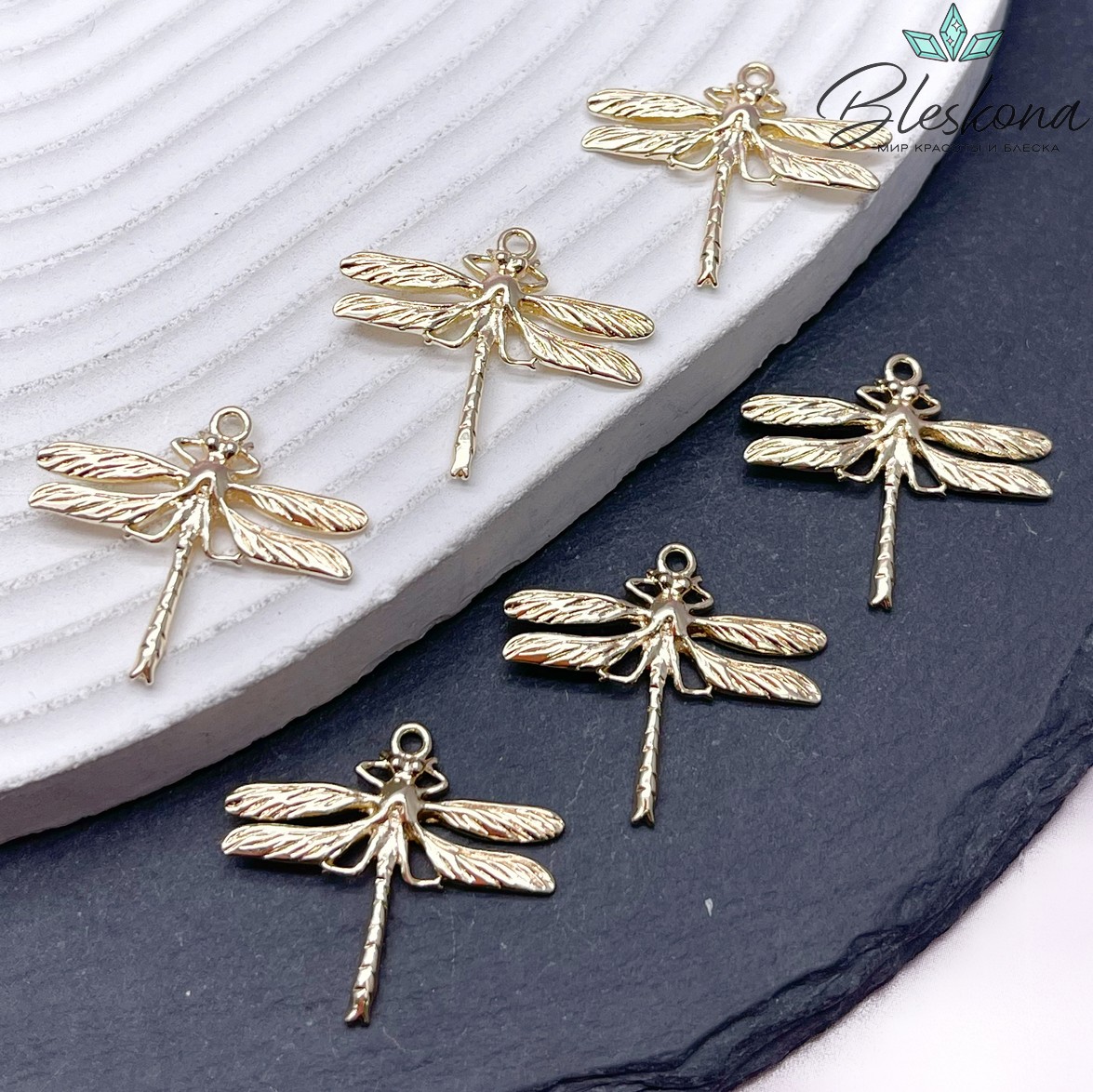 22*25мм, Цвет золото, Подвеска Стрекоза 