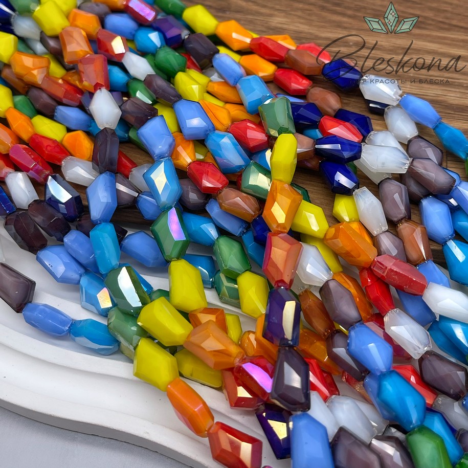 12*7 мм Бусины фриформ, цвет микс, стекло