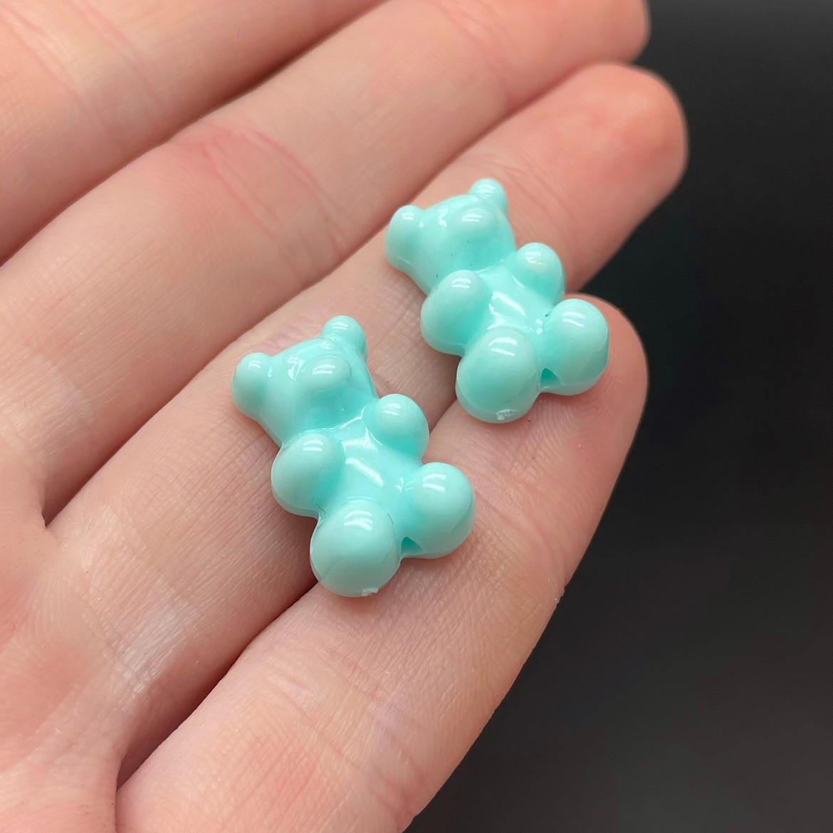 12*18 мм , Бусина Мишка бирюзовый 