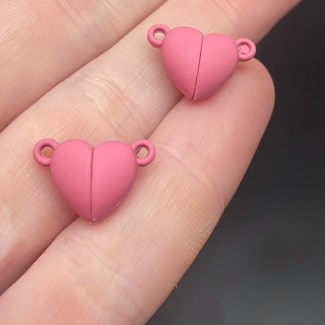 10*15,5мм , Замок магнитный сердце пудровая эмаль  матовая