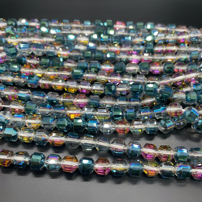 7 мм Стекло Lux, многогранник, цвет серо- зеленый хамелеон