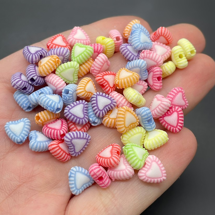 8 мм, Бусина сердце микс уп.10 гр  