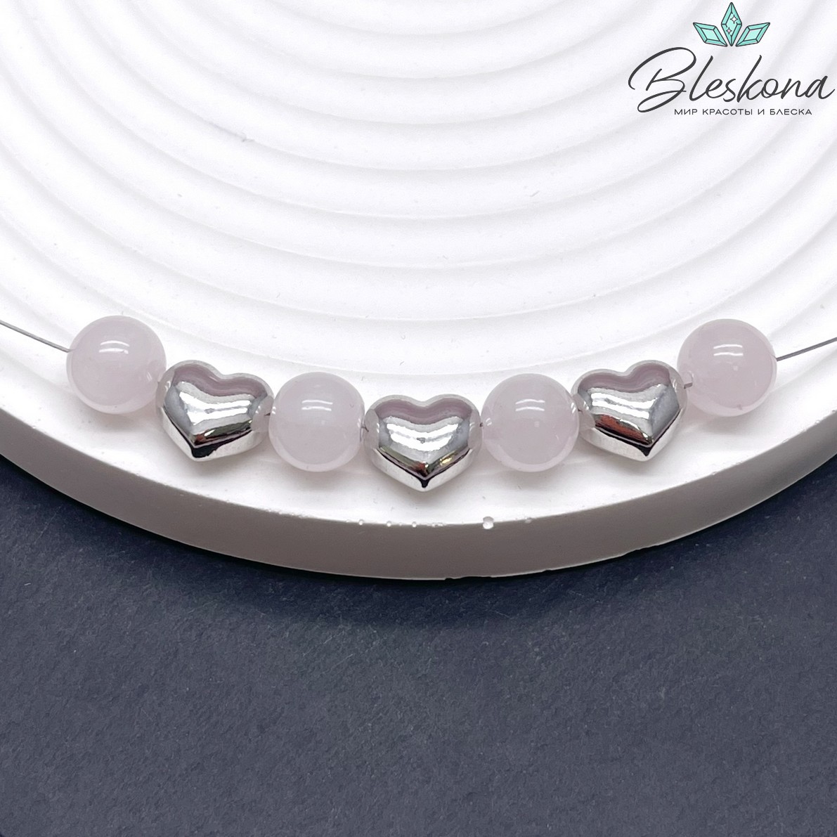 8,8*10,2 мм Цвет серебро, Бусина сердце гладкое