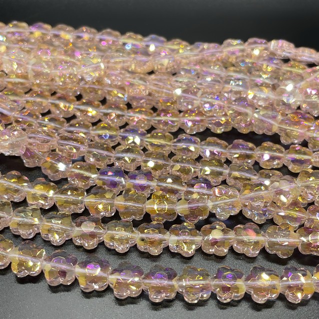 8 мм, Стекло Lux, цветок, цвет нежно-розовый