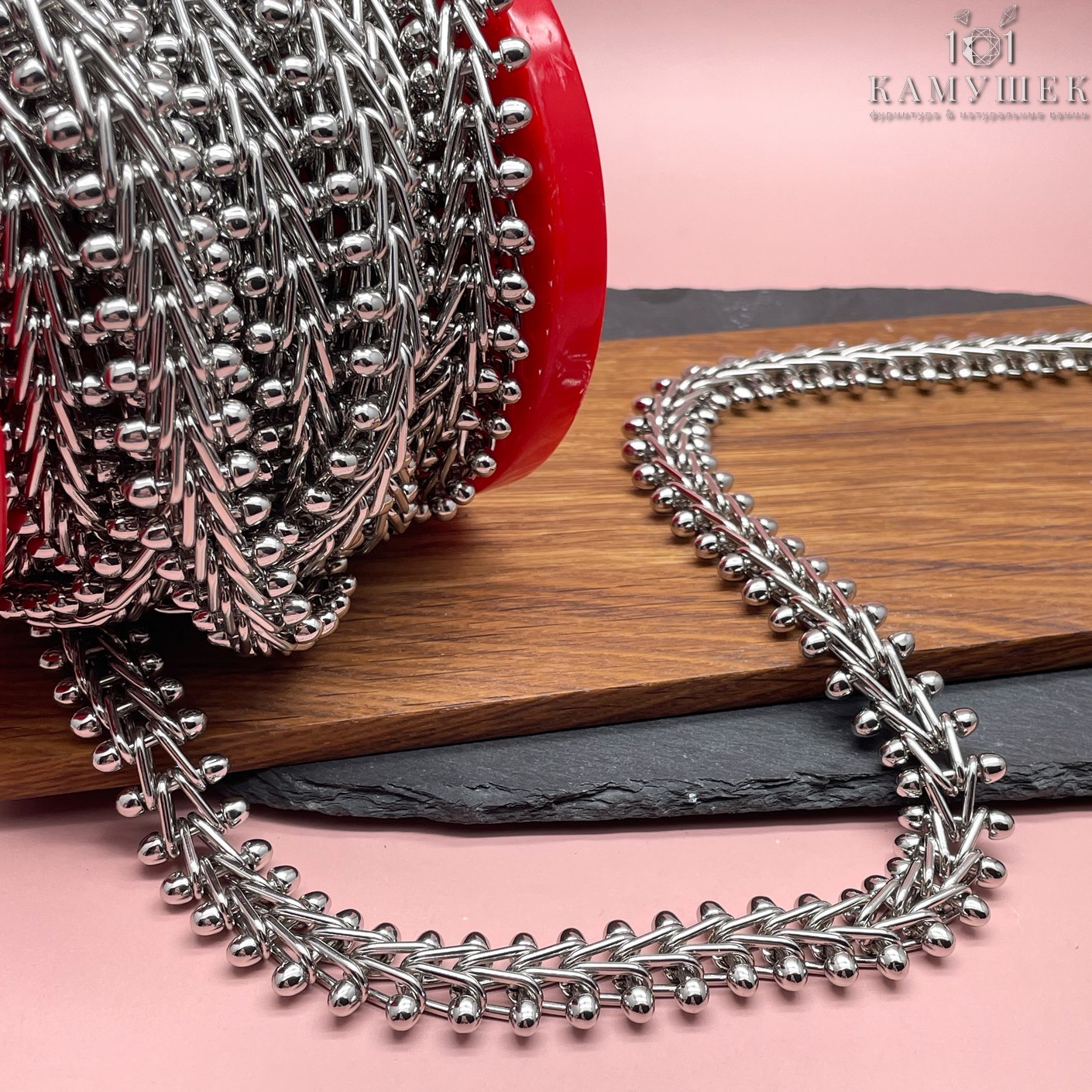 Цепь №100 цвет серебро 17,2*12,8 мм