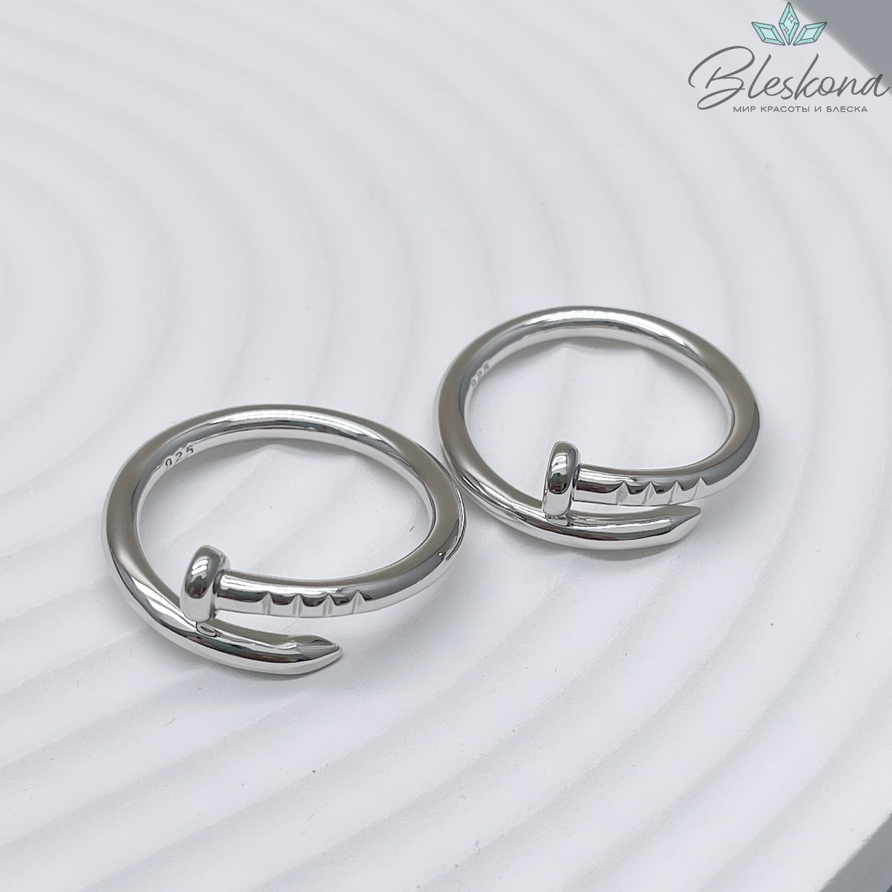 21,5мм, Цвет серебро, Кольцо безразмерное Гвоздь Люкс 