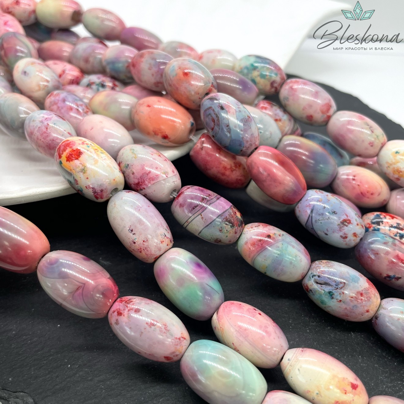 Агат с узором №18 бочата 22*14 мм