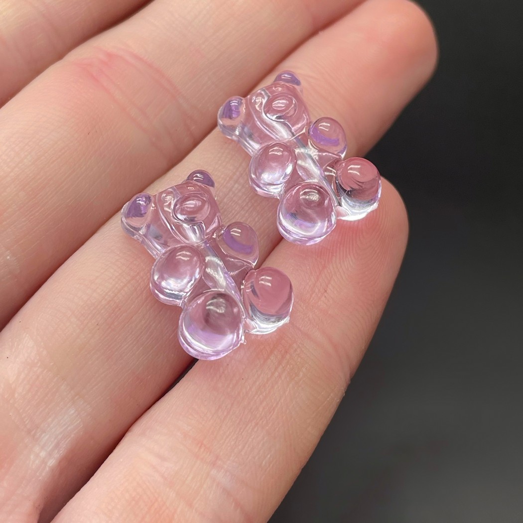 12*18 мм , Бусина Мишка фиолетовый прозрачный №1