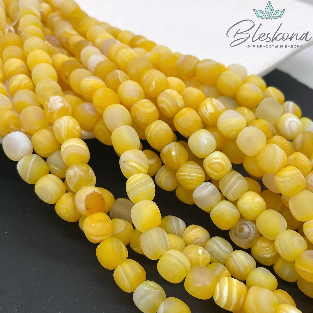 Агат с узором №43 бочата в термической обработке 8,5*9 мм