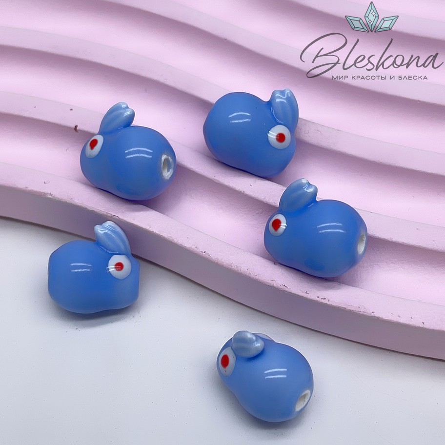 13 мм Керамика бусина кролик светло-синий
