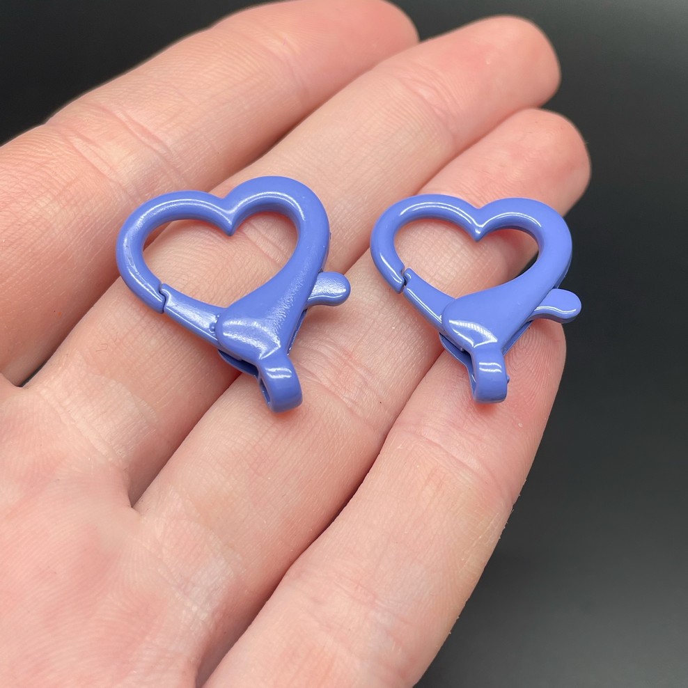 22*26мм , Замок крупный сердце сиреневая  эмаль 