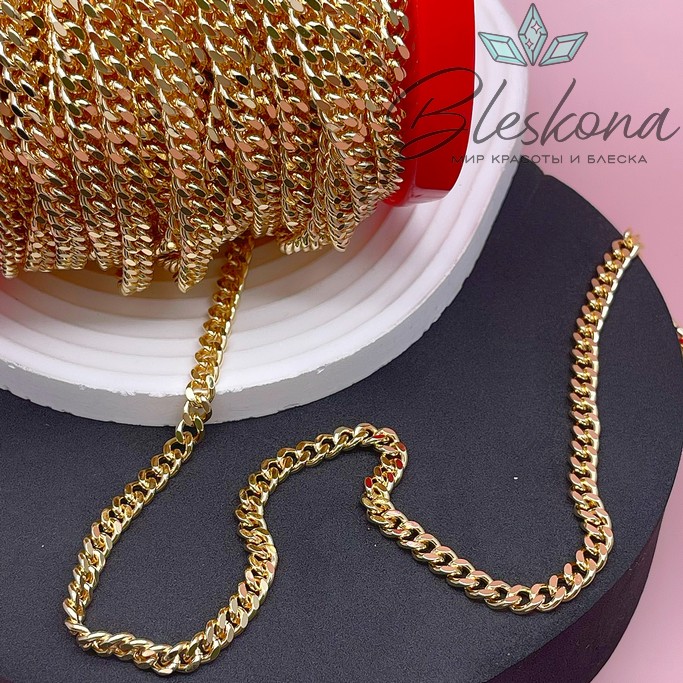 Цепь №90-1 цвет золото 6*7,3 мм
