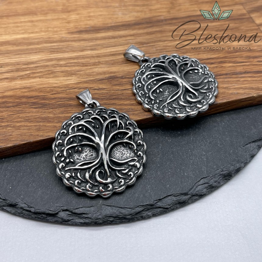 45*40,5 мм Цвет серебро, Подвеска Дерево жизни сталь