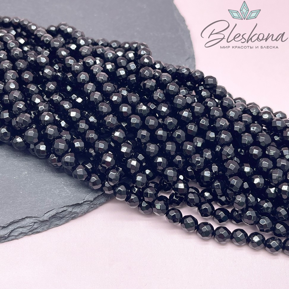 Агат черный огранка 6 мм 