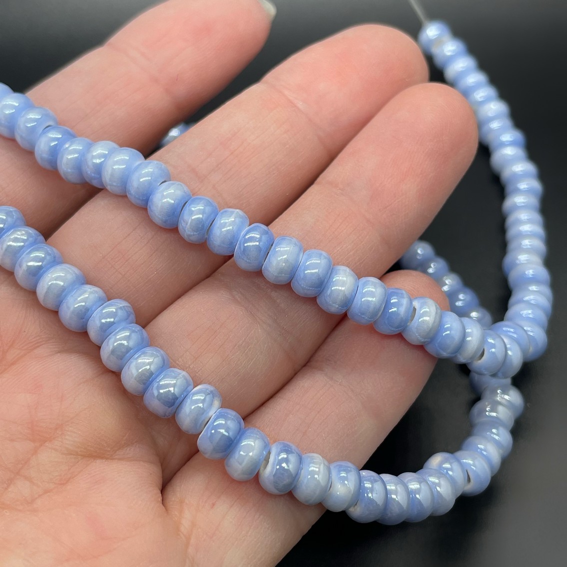 6*4 мм Бусина-разделитель, керамика цвет сиреневый