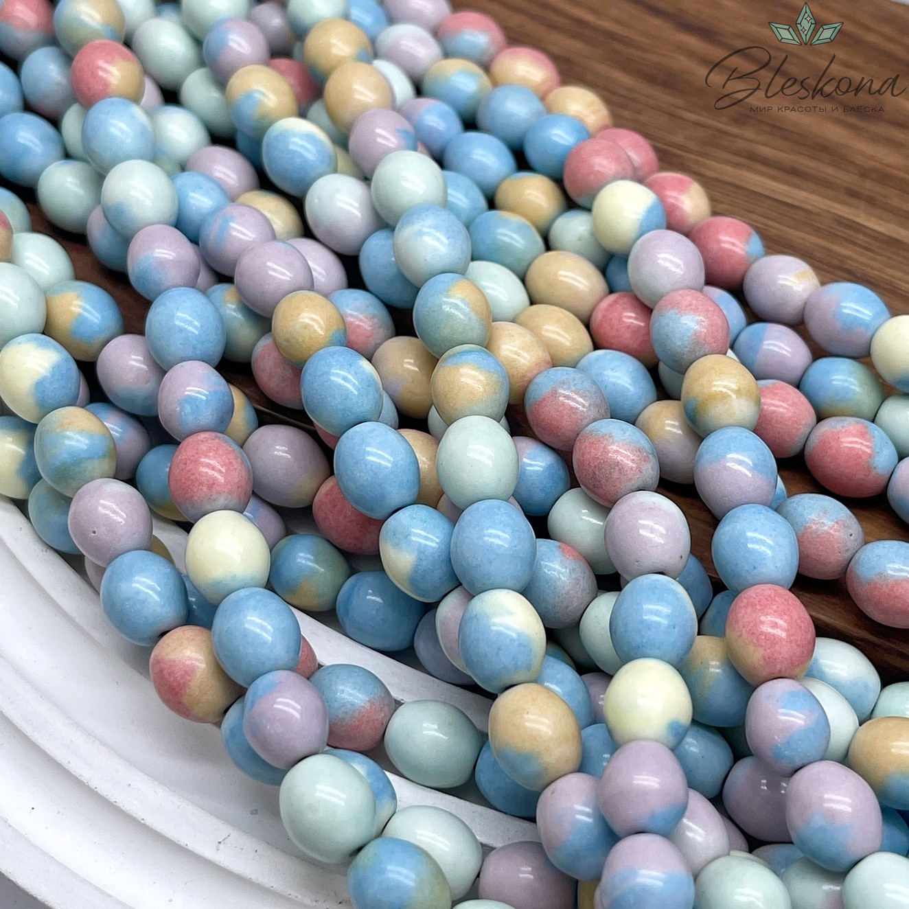 Радужный Агат рис микс  9*8 мм (имитация)